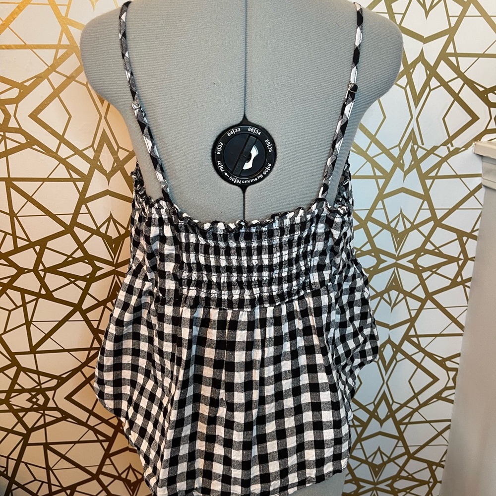 đź–¤EYESHADOW Black & White Plaid Sleeveless Peplum Top, Large - Picture 2 of 3